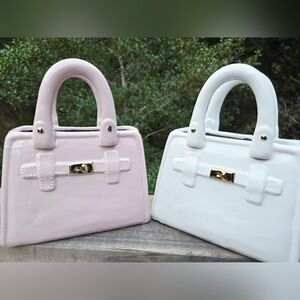White Only Porcelain HANDBAG Vases